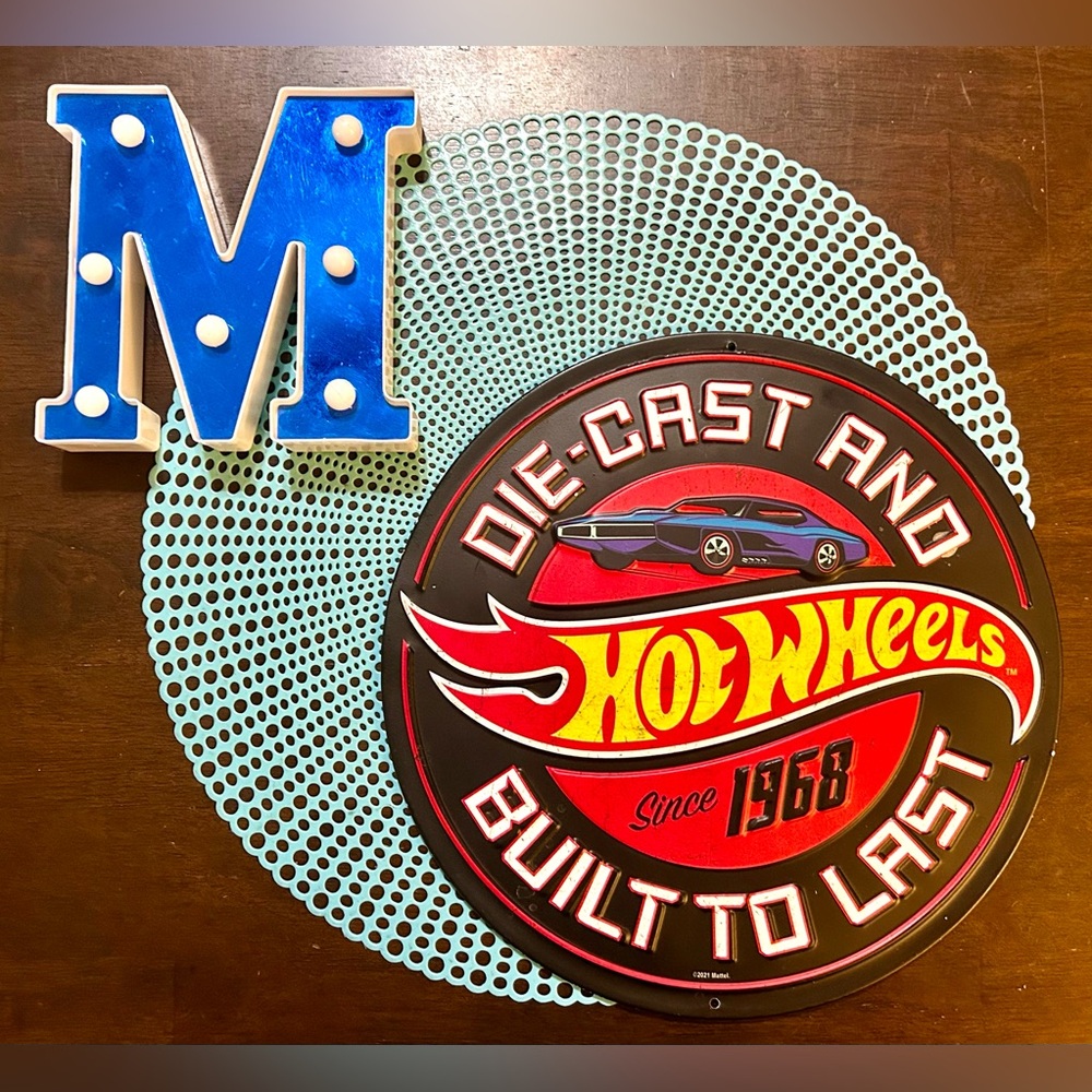 Vintage Style Hot Wheels  “Diecast and Built To  Last Since 1968” Sign 12” Round